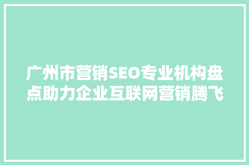 广州市营销SEO专业机构盘点助力企业互联网营销腾飞