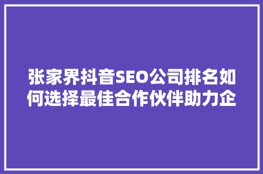 张家界抖音SEO公司排名如何选择最佳合作伙伴助力企业腾飞