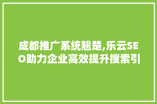 成都推广系统翘楚,乐云SEO助力企业高效提升搜索引擎排名