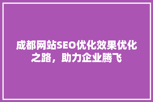 成都网站SEO优化效果优化之路，助力企业腾飞