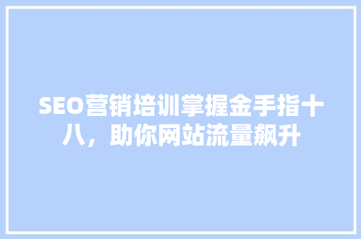 SEO营销培训掌握金手指十八，助你网站流量飙升
