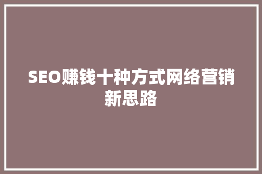 SEO赚钱十种方式网络营销新思路