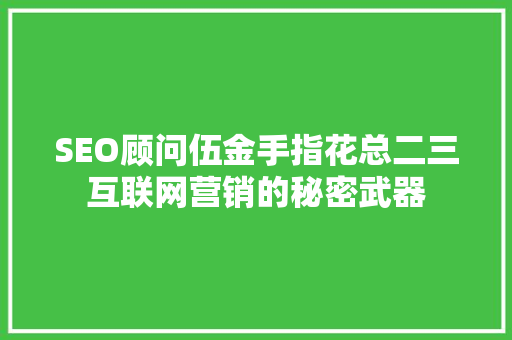 SEO顾问伍金手指花总二三互联网营销的秘密武器