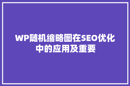 WP随机缩略图在SEO优化中的应用及重要