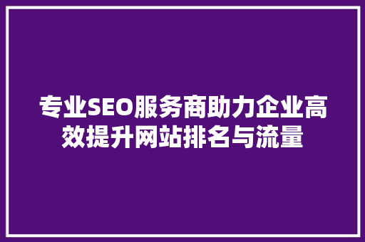 专业SEO服务商助力企业高效提升网站排名与流量