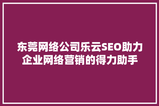 东莞网络公司乐云SEO助力企业网络营销的得力助手