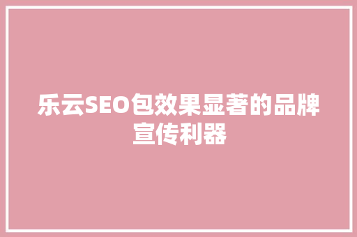 乐云SEO包效果显著的品牌宣传利器