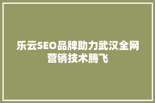 乐云SEO品牌助力武汉全网营销技术腾飞