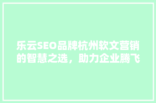 乐云SEO品牌杭州软文营销的智慧之选，助力企业腾飞