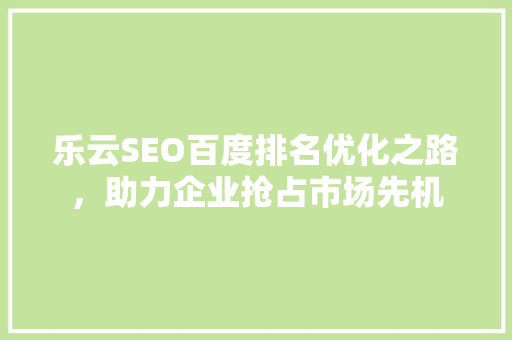 乐云SEO百度排名优化之路，助力企业抢占市场先机