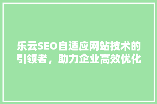 乐云SEO自适应网站技术的引领者，助力企业高效优化搜索引擎排名