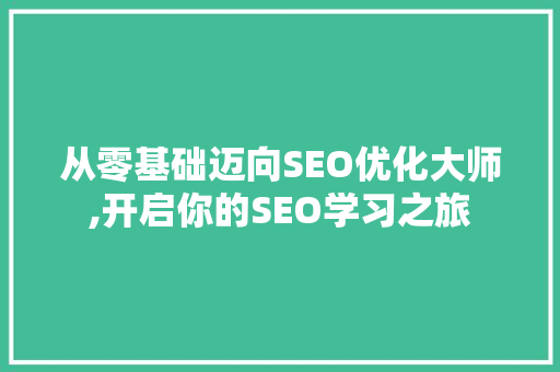 从零基础迈向SEO优化大师,开启你的SEO学习之旅