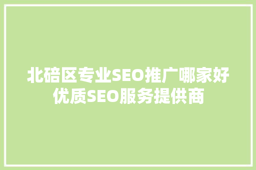 北碚区专业SEO推广哪家好优质SEO服务提供商