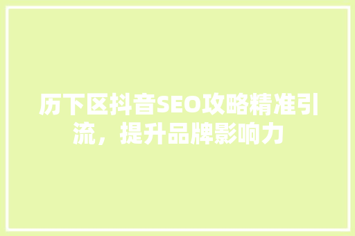 历下区抖音SEO攻略精准引流，提升品牌影响力