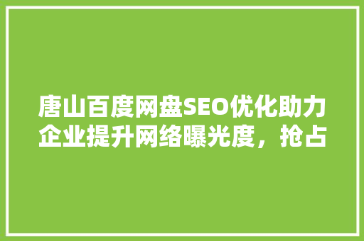 唐山百度网盘SEO优化助力企业提升网络曝光度，抢占市场先机