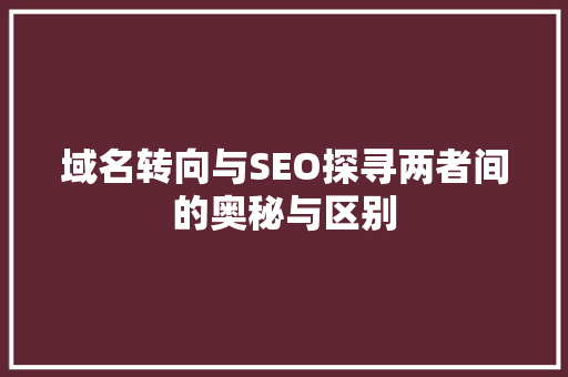 域名转向与SEO探寻两者间的奥秘与区别