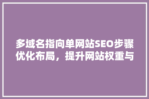 多域名指向单网站SEO步骤优化布局，提升网站权重与流量
