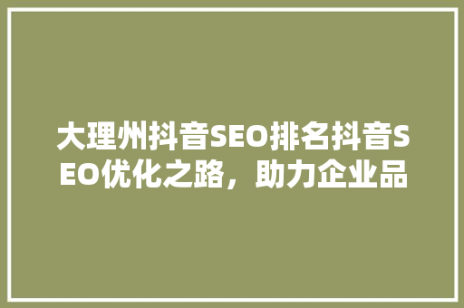 大理州抖音SEO排名抖音SEO优化之路，助力企业品牌腾飞