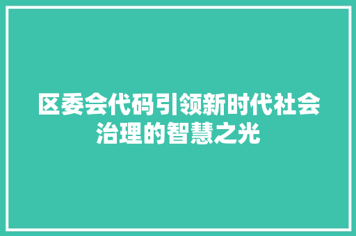 区委会代码引领新时代社会治理的智慧之光