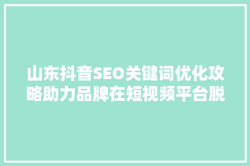 山东抖音SEO关键词优化攻略助力品牌在短视频平台脱颖而出