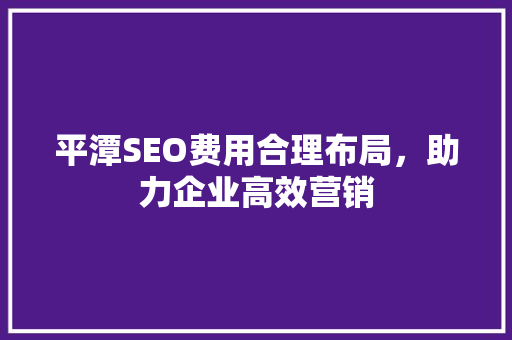 平潭SEO费用合理布局，助力企业高效营销