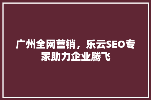 广州全网营销，乐云SEO专家助力企业腾飞