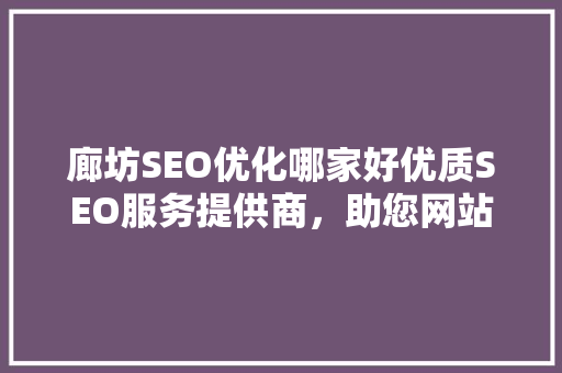 廊坊SEO优化哪家好优质SEO服务提供商，助您网站脱颖而出