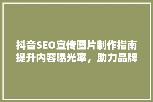 抖音SEO宣传图片制作指南提升内容曝光率，助力品牌腾飞