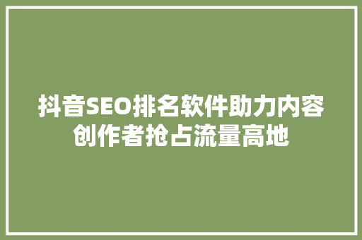 抖音SEO排名软件助力内容创作者抢占流量高地