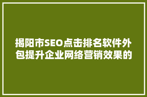 揭阳市SEO点击排名软件外包提升企业网络营销效果的利器