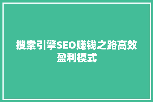 搜索引擎SEO赚钱之路高效盈利模式