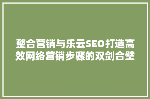 整合营销与乐云SEO打造高效网络营销步骤的双剑合璧