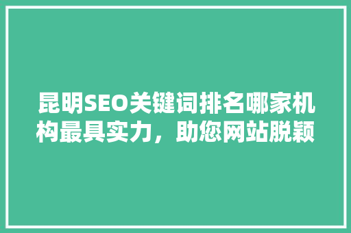 昆明SEO关键词排名哪家机构最具实力，助您网站脱颖而出