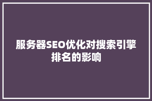 服务器SEO优化对搜索引擎排名的影响