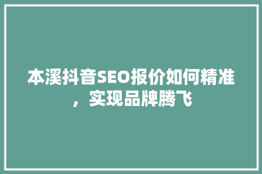 本溪抖音SEO报价如何精准，实现品牌腾飞
