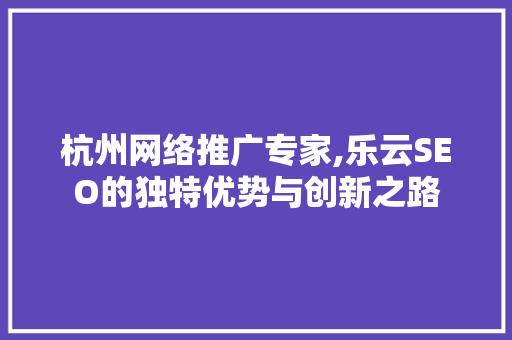 杭州网络推广专家,乐云SEO的独特优势与创新之路