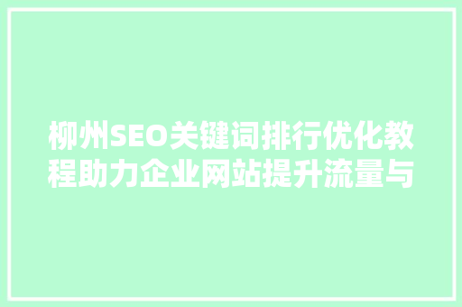 柳州SEO关键词排行优化教程助力企业网站提升流量与排名