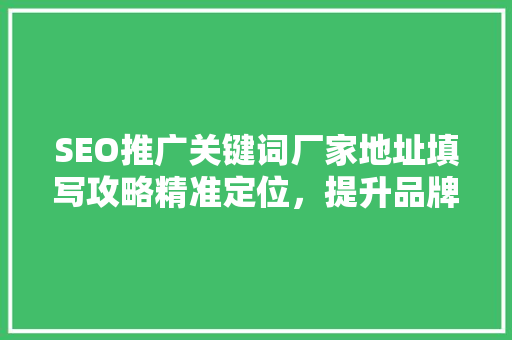 SEO推广关键词厂家地址填写攻略精准定位，提升品牌曝光度