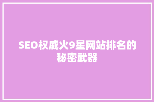 SEO权威火9星网站排名的秘密武器