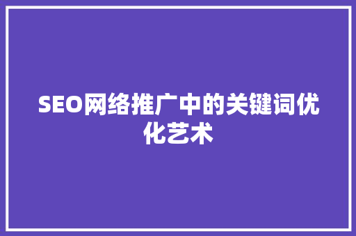 SEO网络推广中的关键词优化艺术