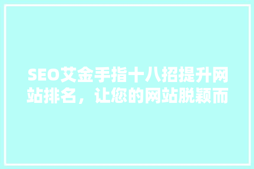 SEO艾金手指十八招提升网站排名，让您的网站脱颖而出