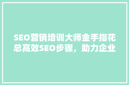 SEO营销培训大师金手指花总高效SEO步骤，助力企业腾飞