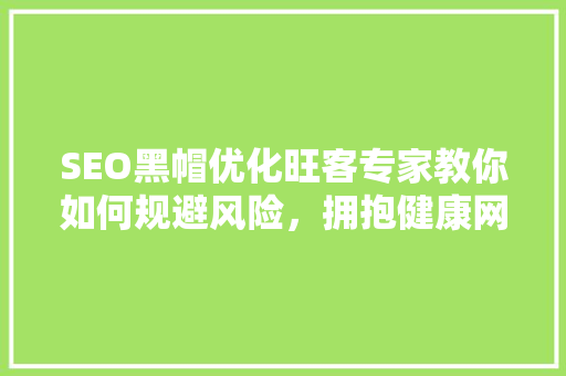 SEO黑帽优化旺客专家教你如何规避风险，拥抱健康网络营销
