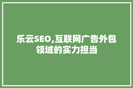 乐云SEO,互联网广告外包领域的实力担当