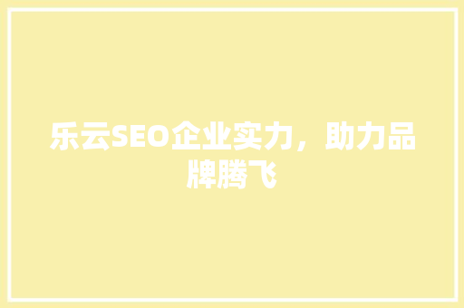 乐云SEO企业实力，助力品牌腾飞