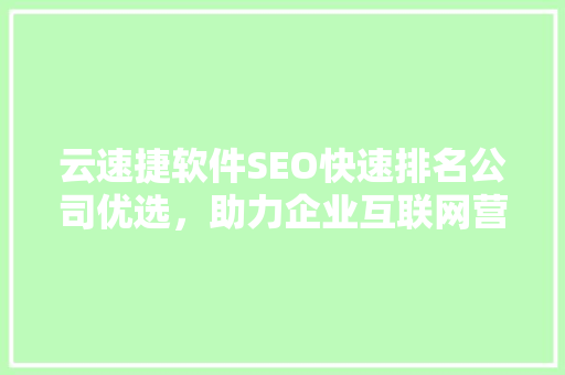 云速捷软件SEO快速排名公司优选，助力企业互联网营销新篇章