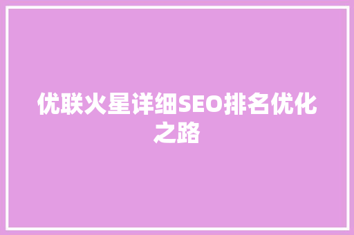 优联火星详细SEO排名优化之路