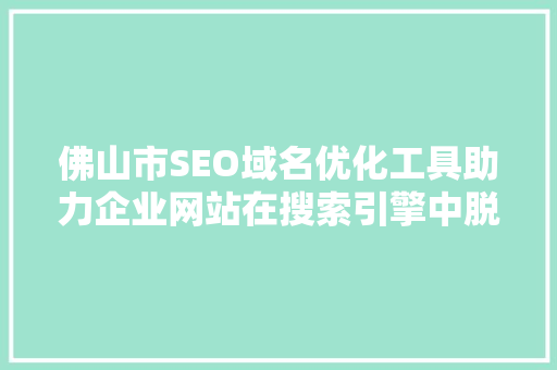 佛山市SEO域名优化工具助力企业网站在搜索引擎中脱颖而出  第1张