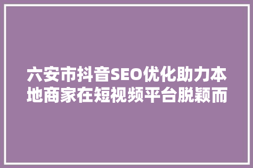 六安市抖音SEO优化助力本地商家在短视频平台脱颖而出