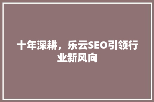十年深耕，乐云SEO引领行业新风向